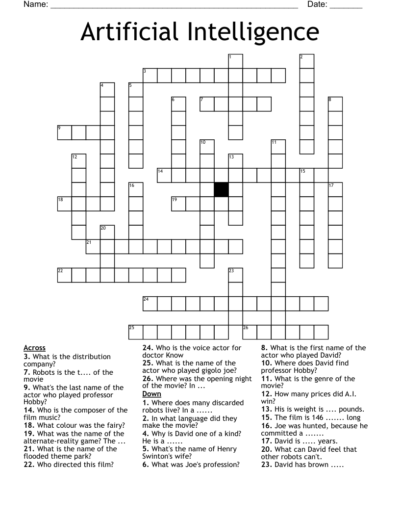 Artificial Intelligence Crossword