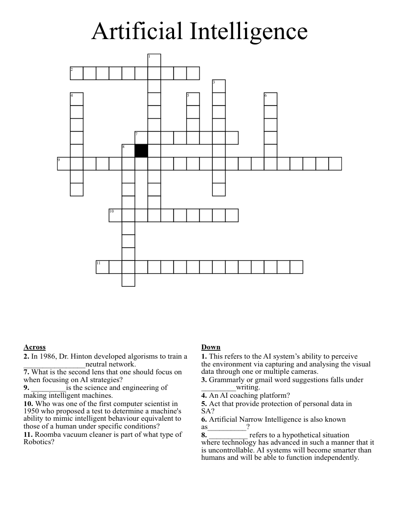 Artificial Intelligence Crossword