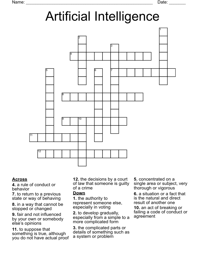 Artificial Intelligence Crossword
