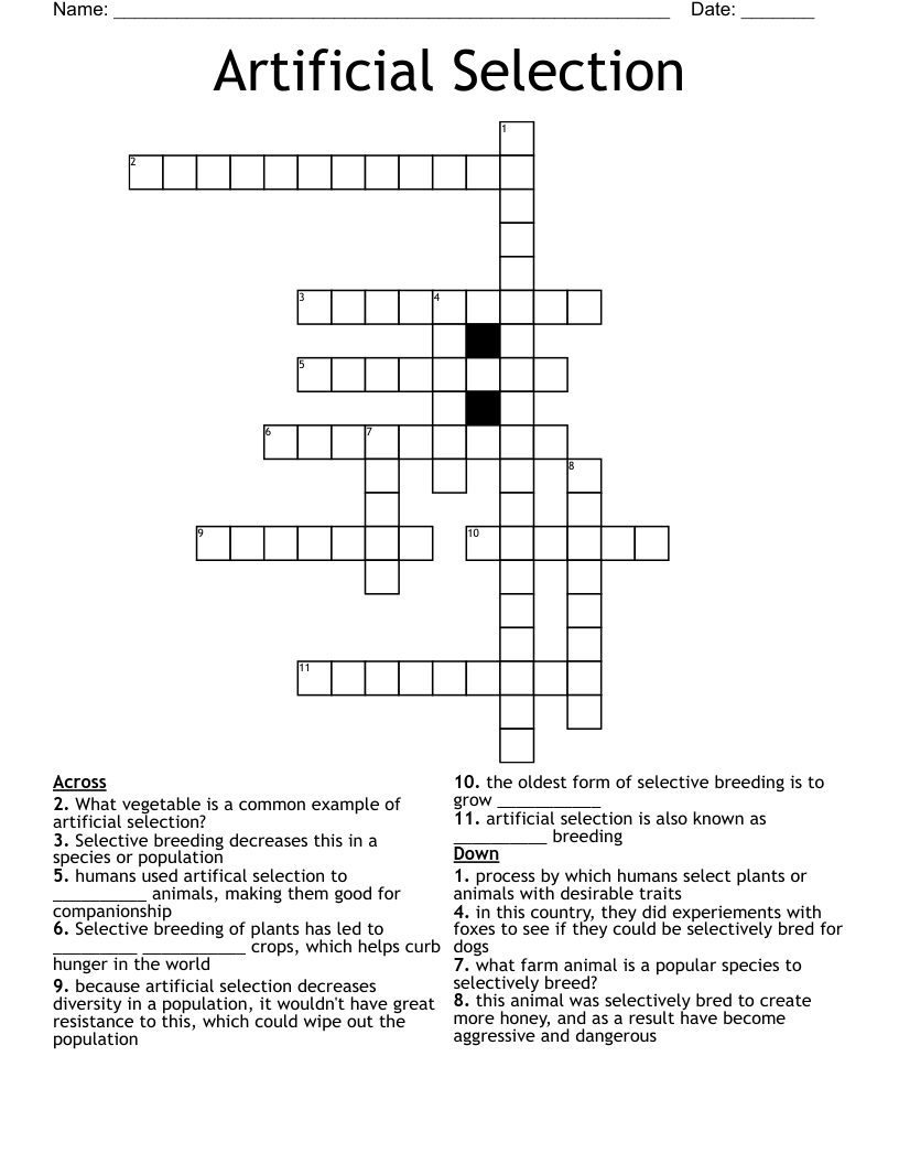 Artificial Selection Crossword
