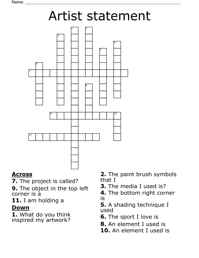 Artist statement Crossword
