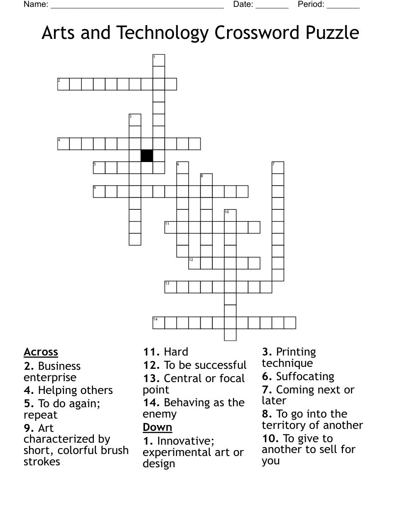 Arts and Technology Crossword Puzzle