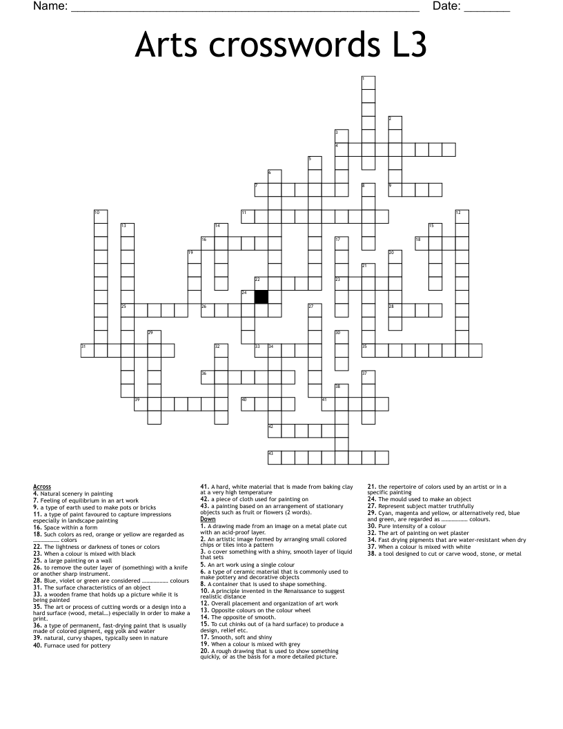 Arts crosswords L3