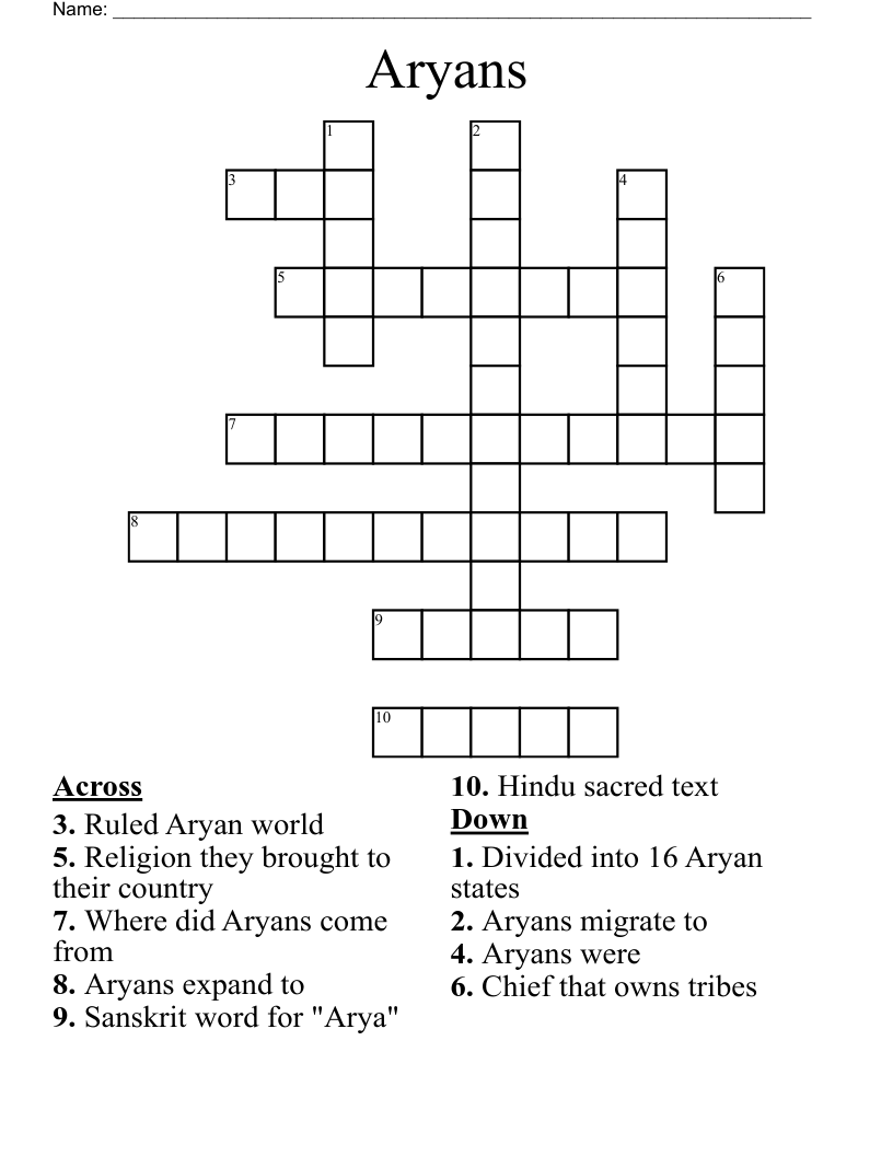 Aryans Crossword