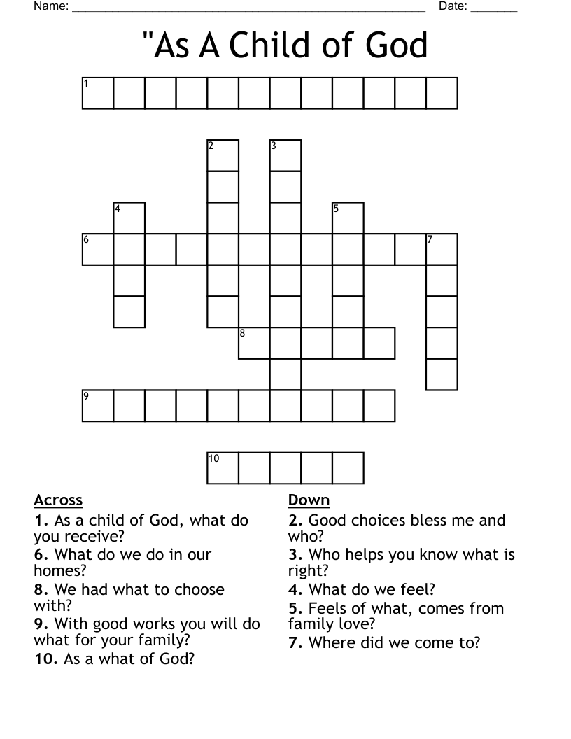 "As A Child of God Crossword