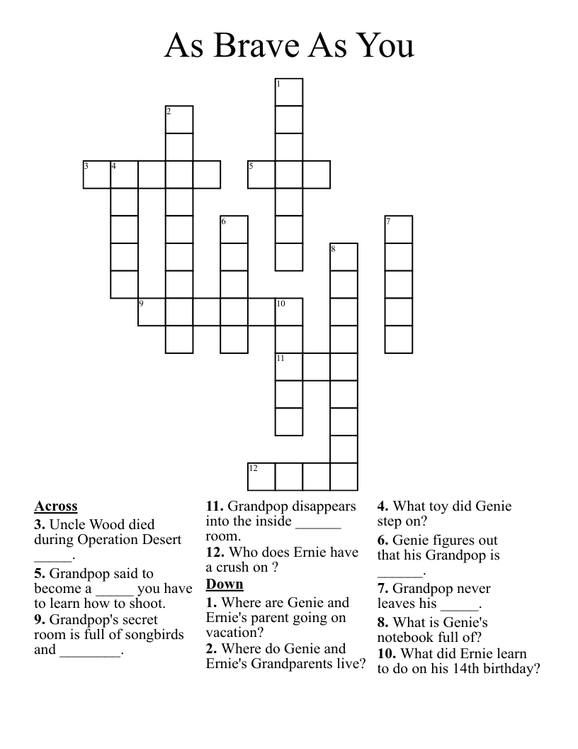 As Brave As You Crossword