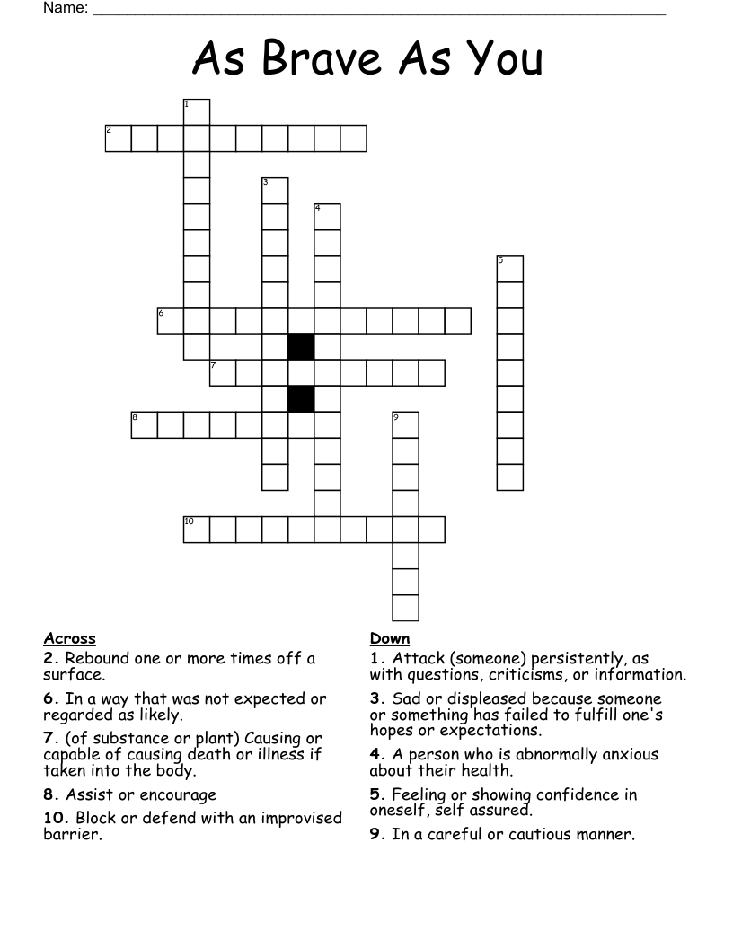 As Brave As You  Crossword