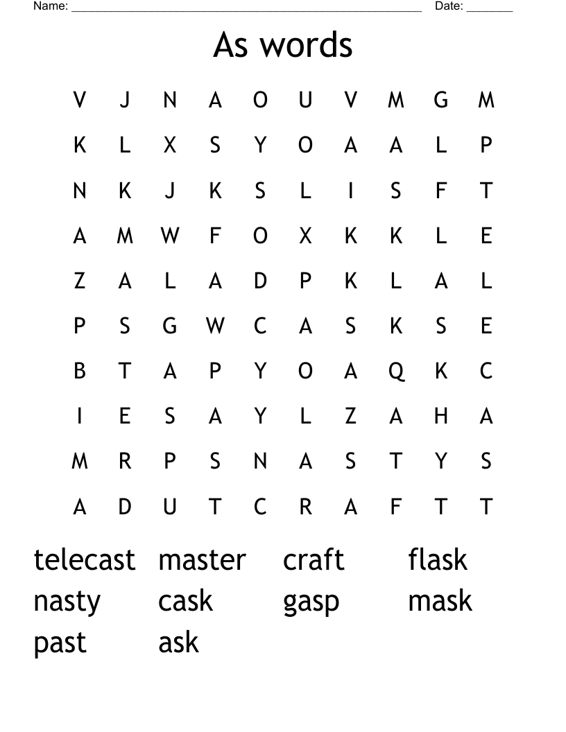 As words Word Search