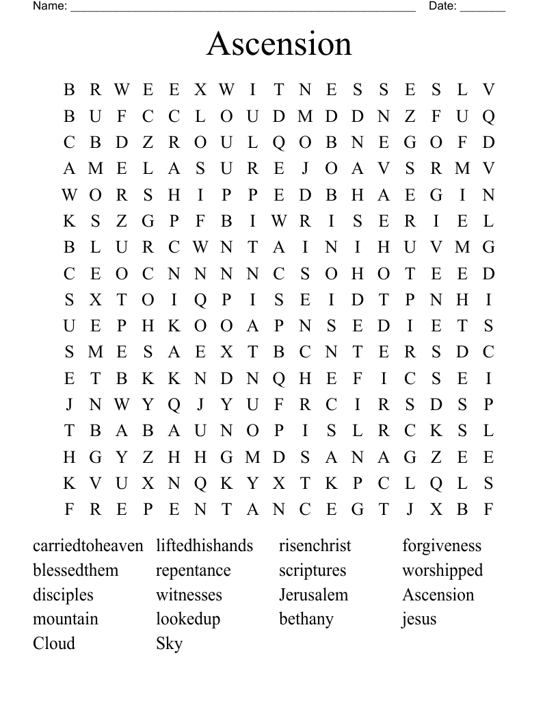 Ascension Word Search