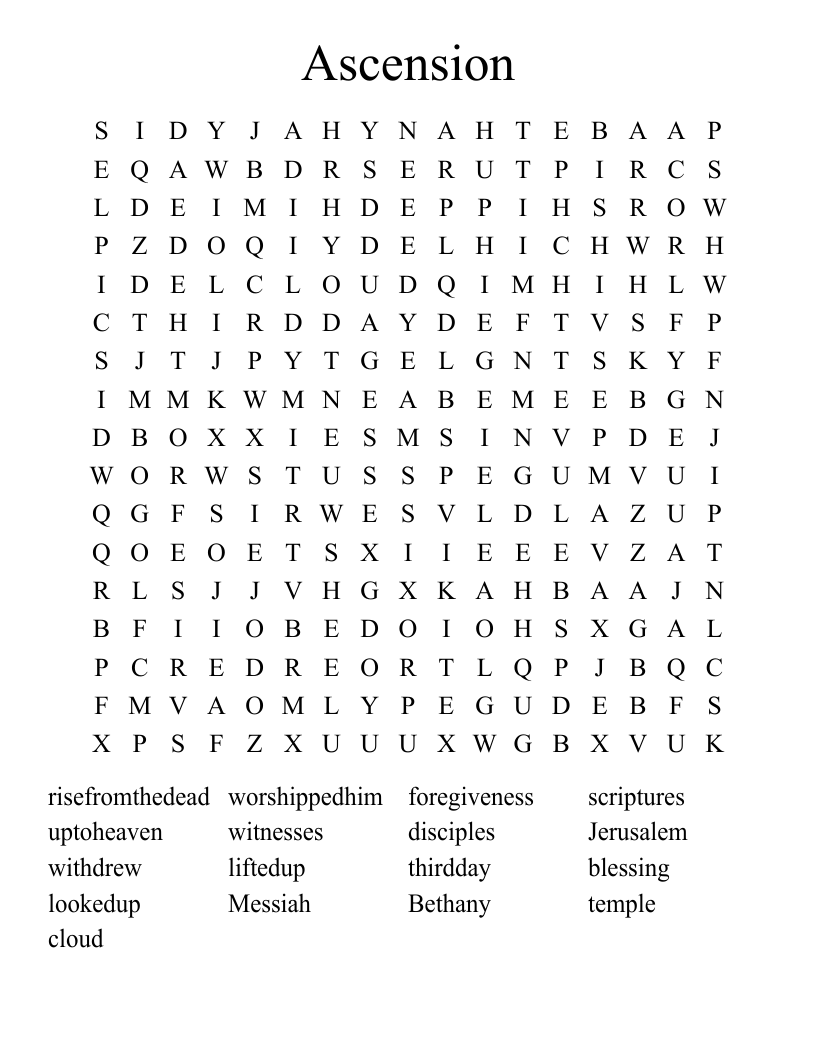 Ascension Word Search