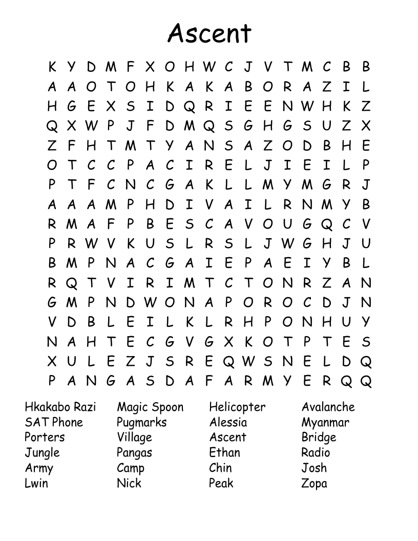 Ascent  Word Search