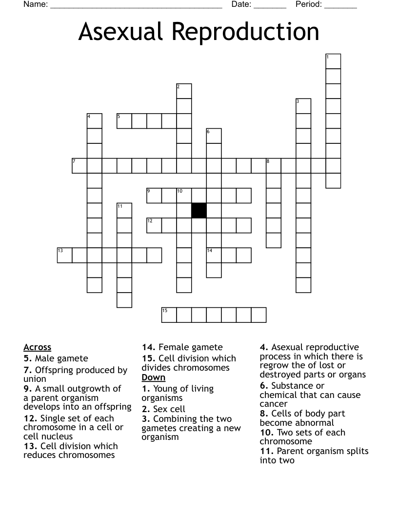 Asexual Reproduction Crossword