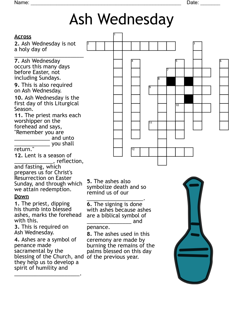 Ash Wednesday Crossword