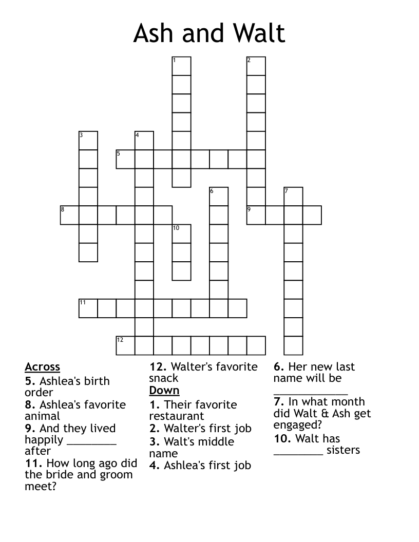 Ash and Walt Crossword