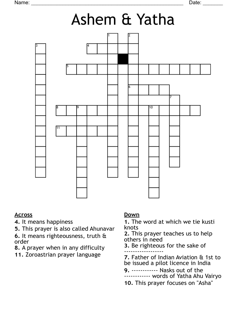 Ashem & Yatha Crossword
