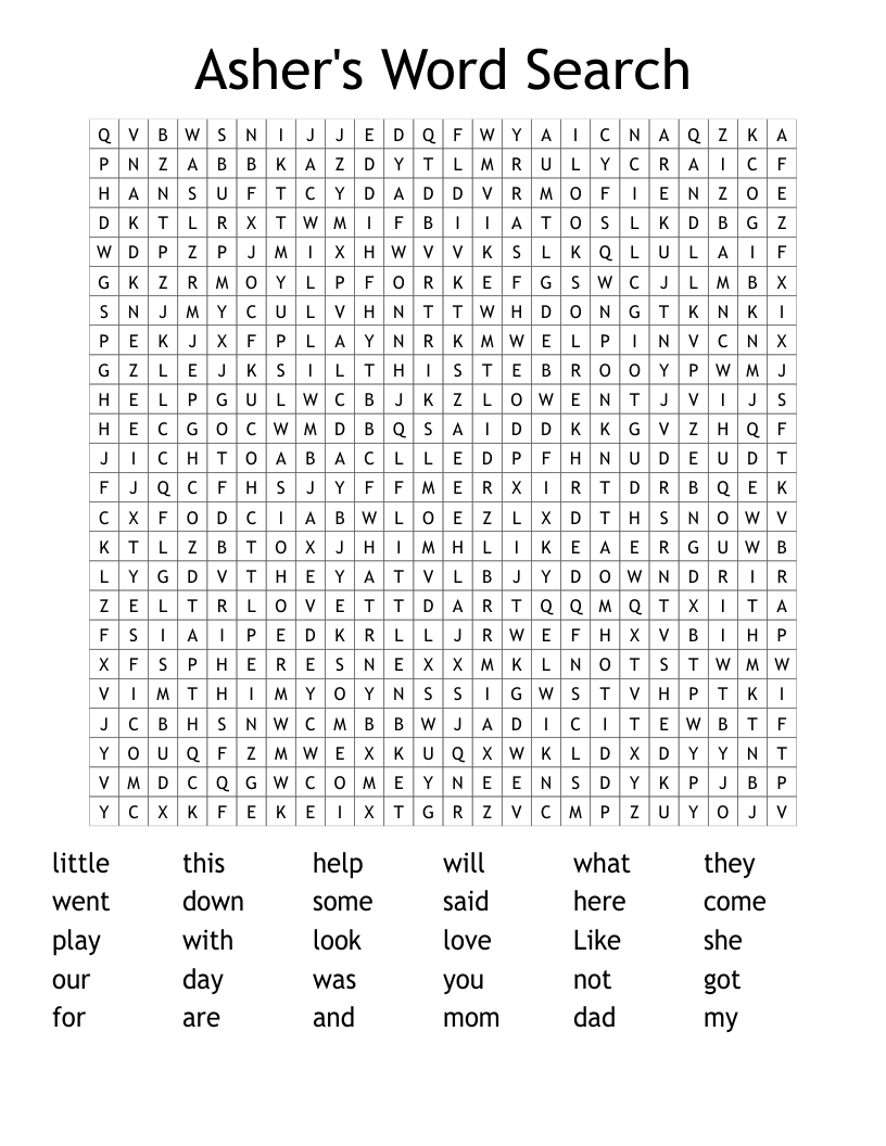 Asher's Word Search