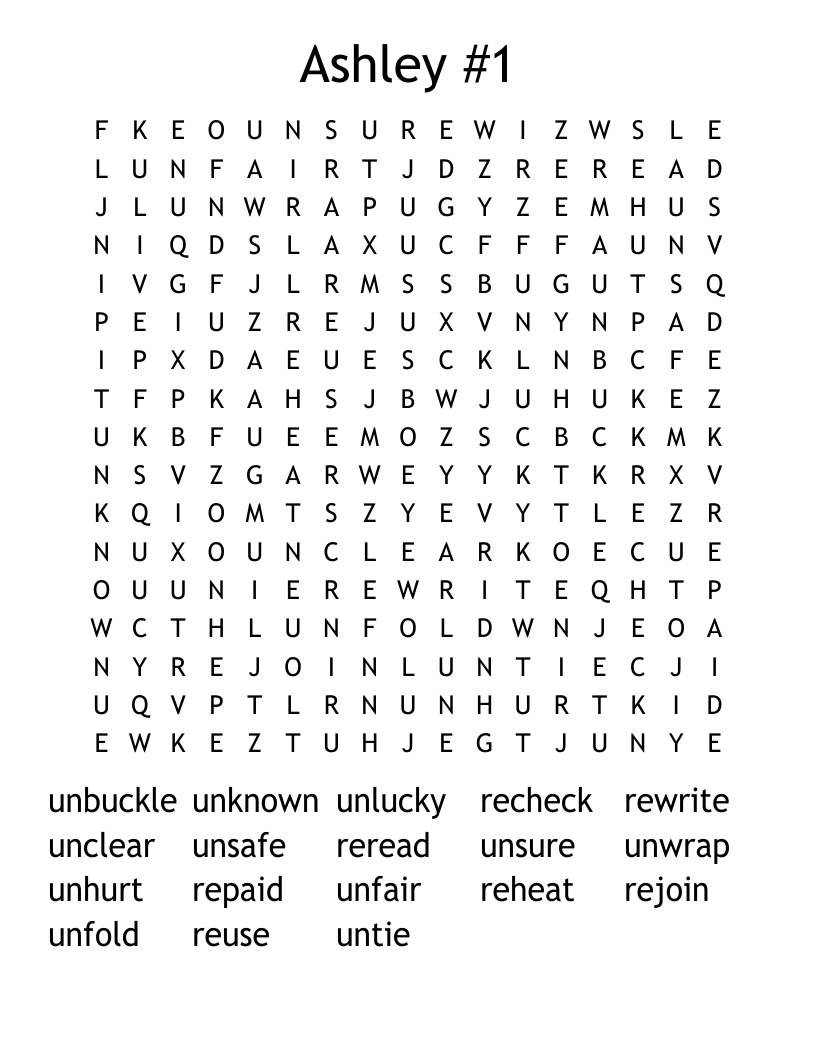 Ashley #1 Word Search