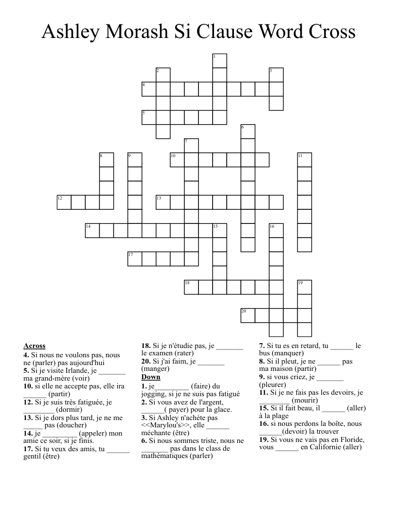 Ashley Morash Si Clause Word Cross Crossword