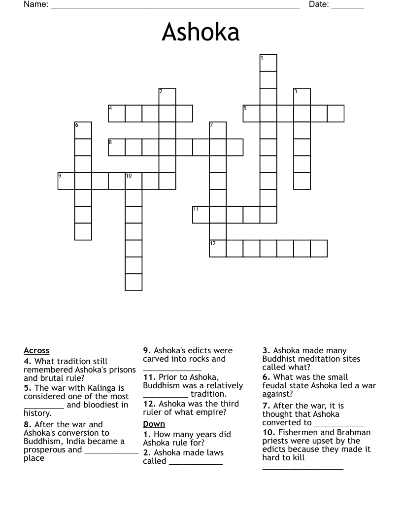 Ashoka  Crossword