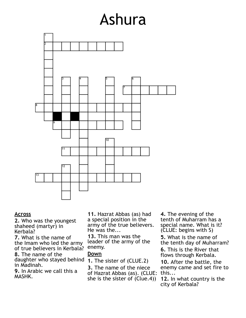 Ashura Crossword