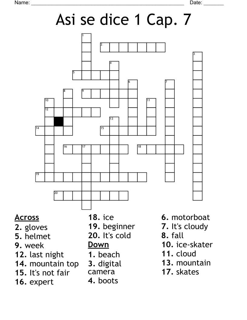 Asi se dice 1 Cap. 7 Crossword