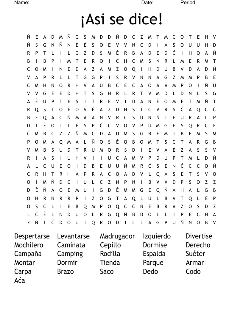 ¡Asi se dice! Word Search