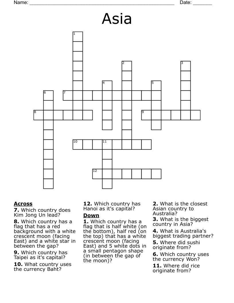 Asia Crossword