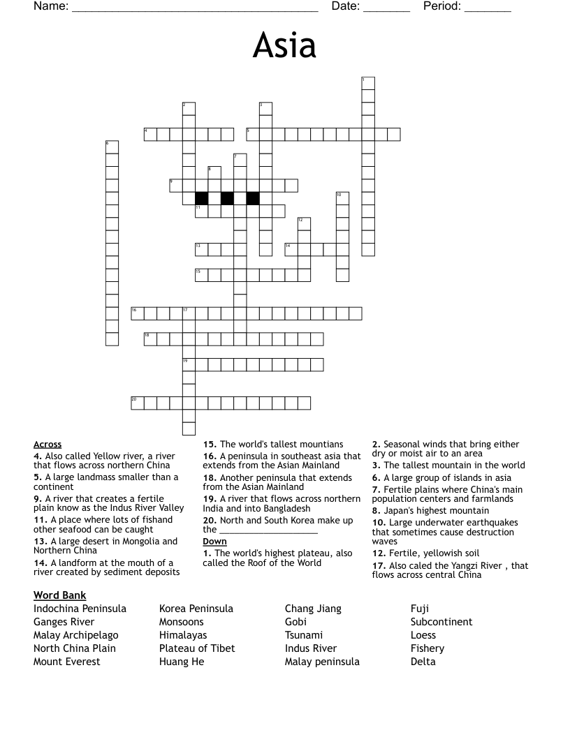 Asia Crossword