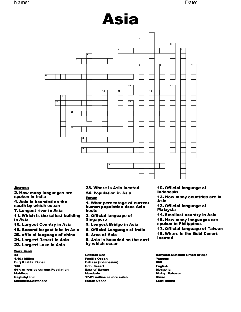 Asia Crossword