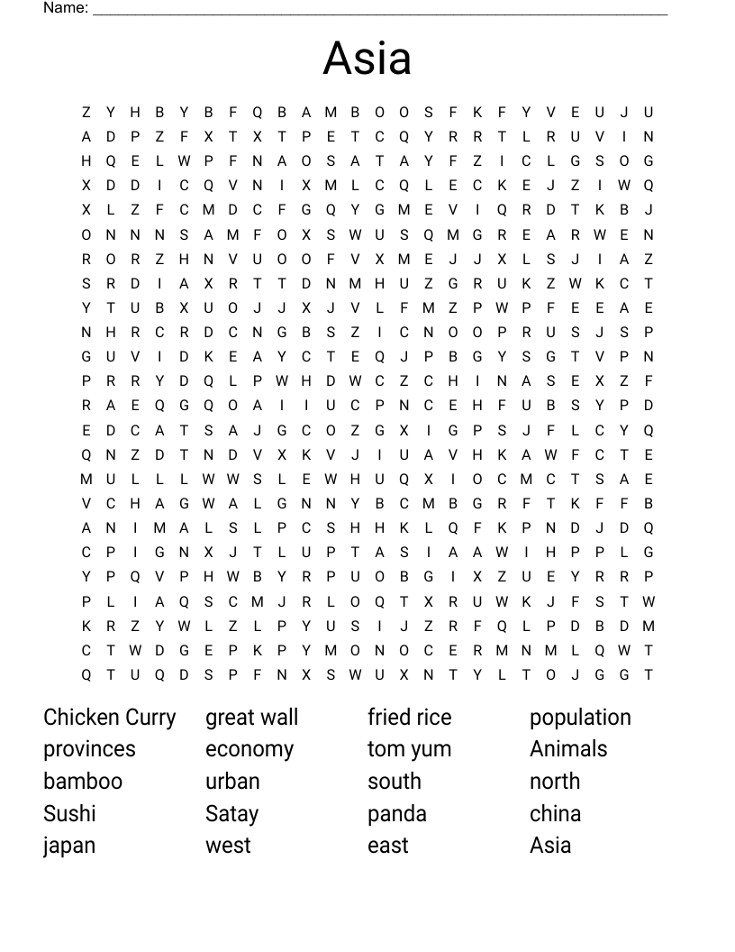 Asia Word Search