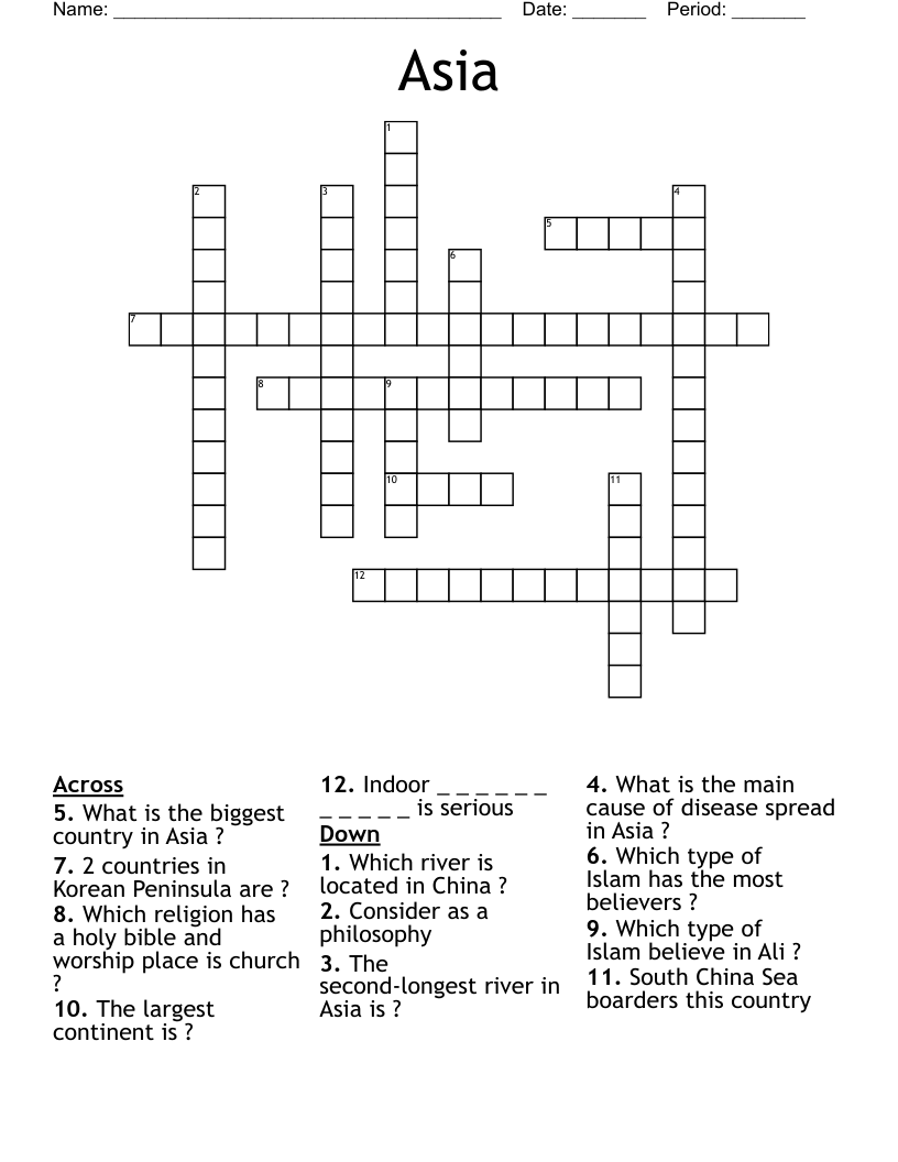 Asia Crossword