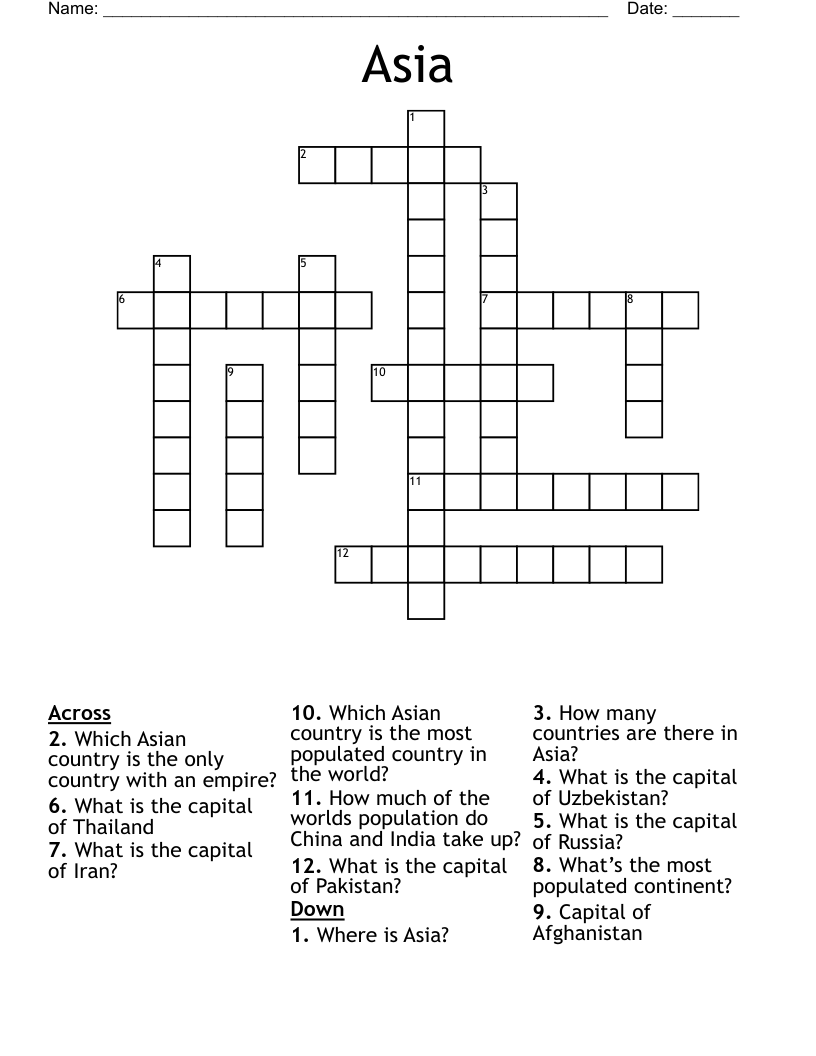 Asia Crossword