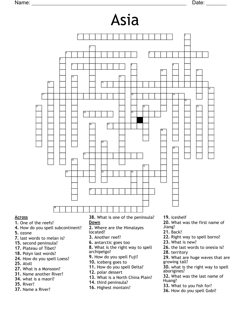 Asia Crossword