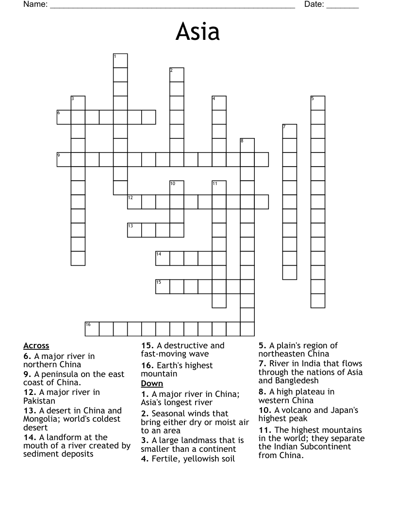 Asia Crossword