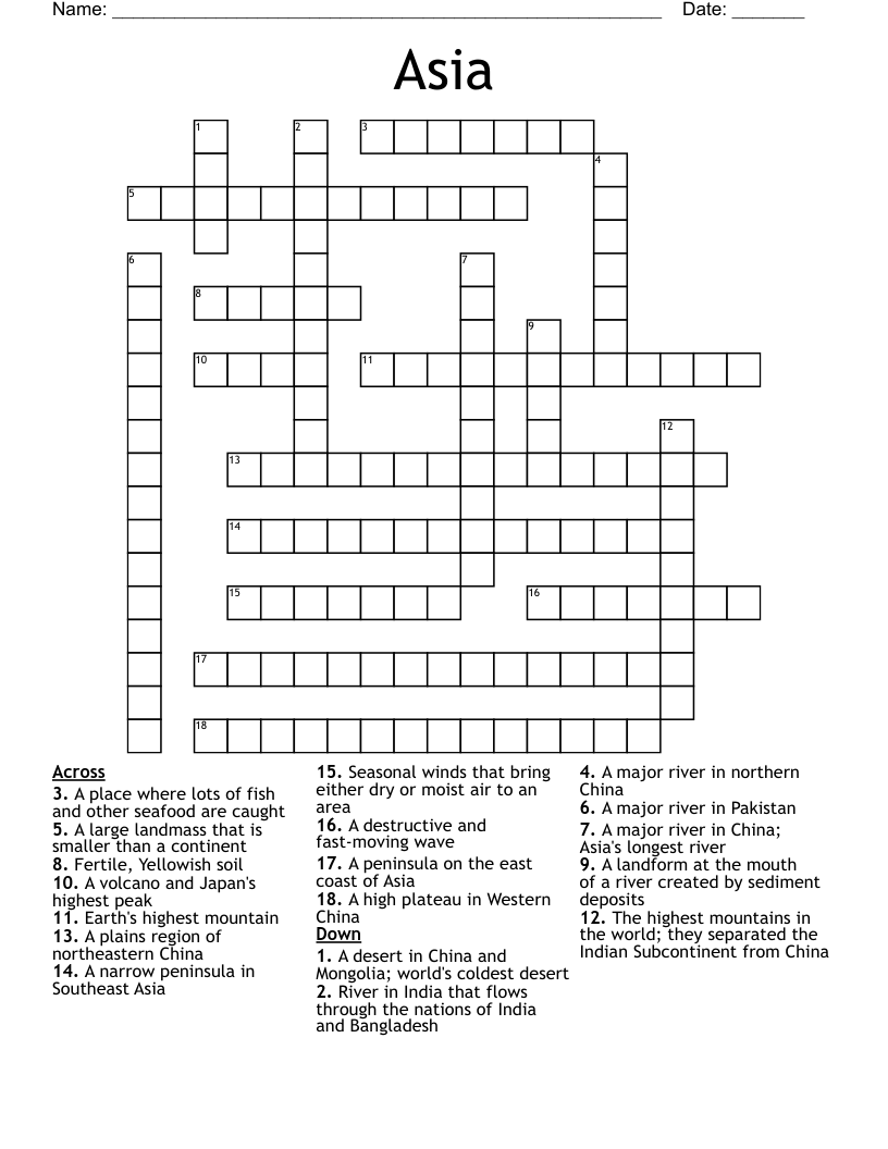 Asia Crossword