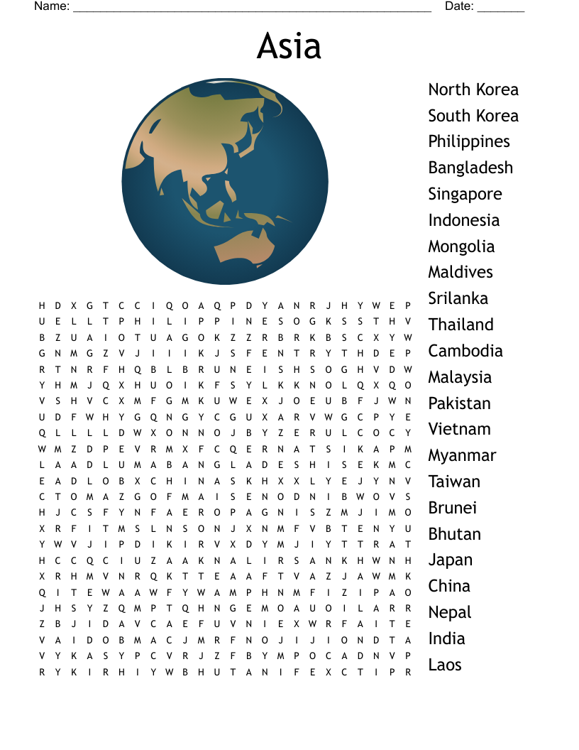 Asia Word Search