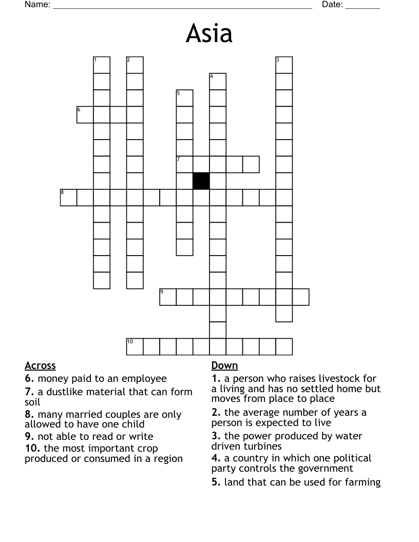 Asia Crossword