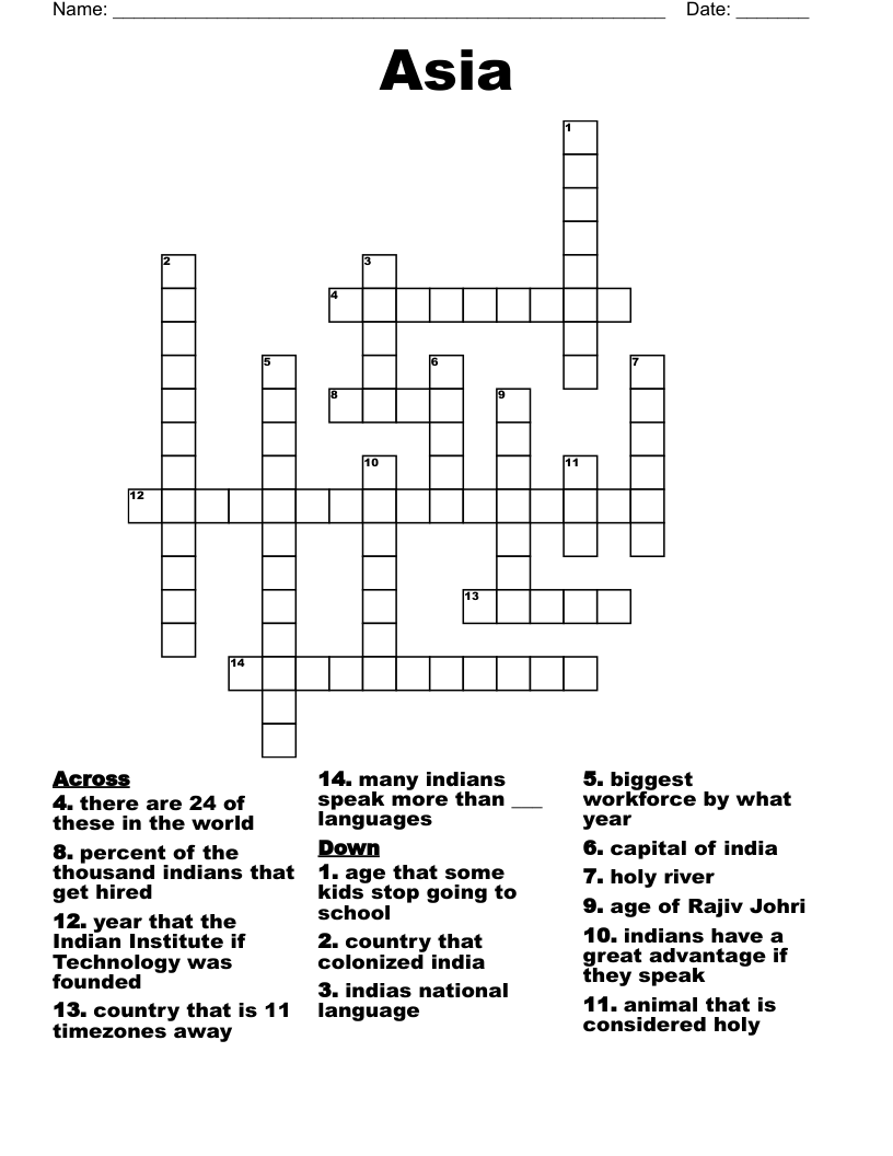 Asia Crossword