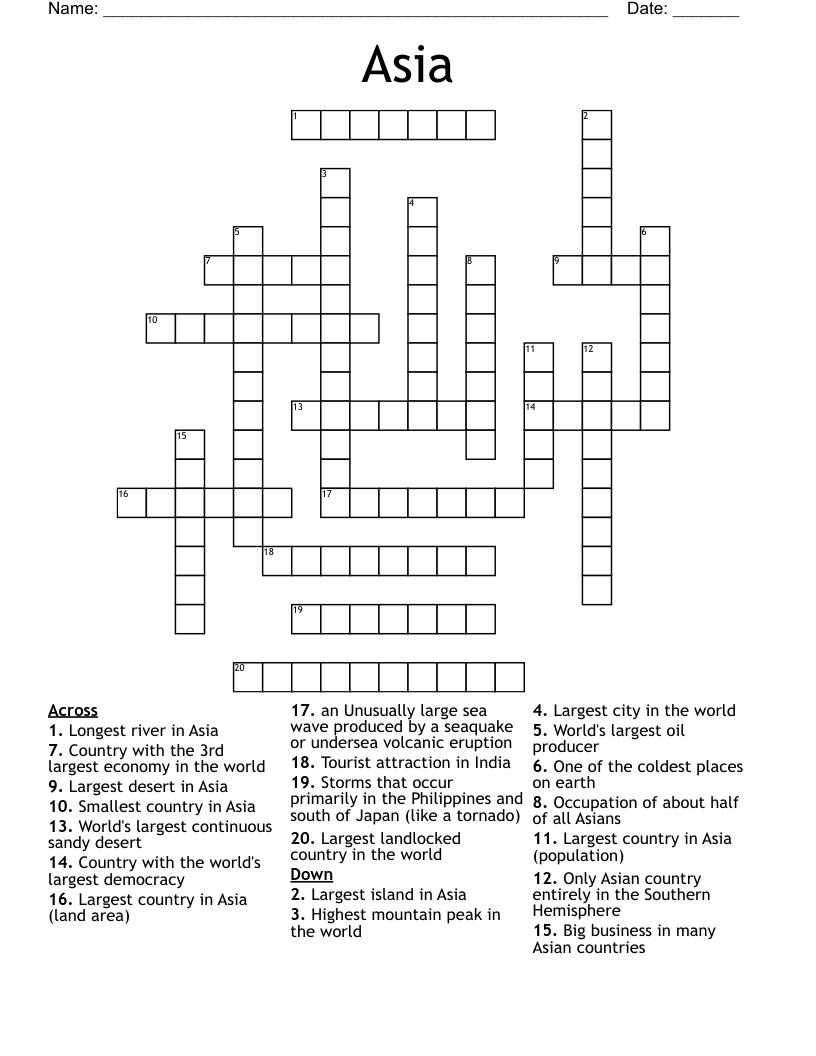 Asia Crossword