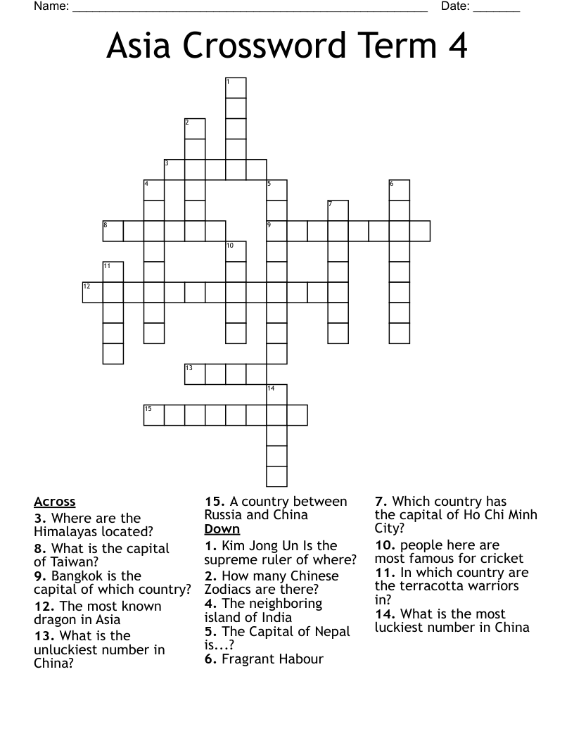 Asia Crossword Term 4