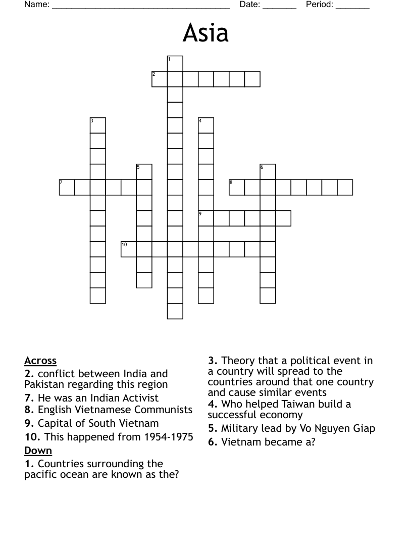 Asia  Crossword