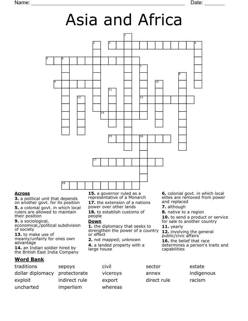 Asia and Africa Crossword