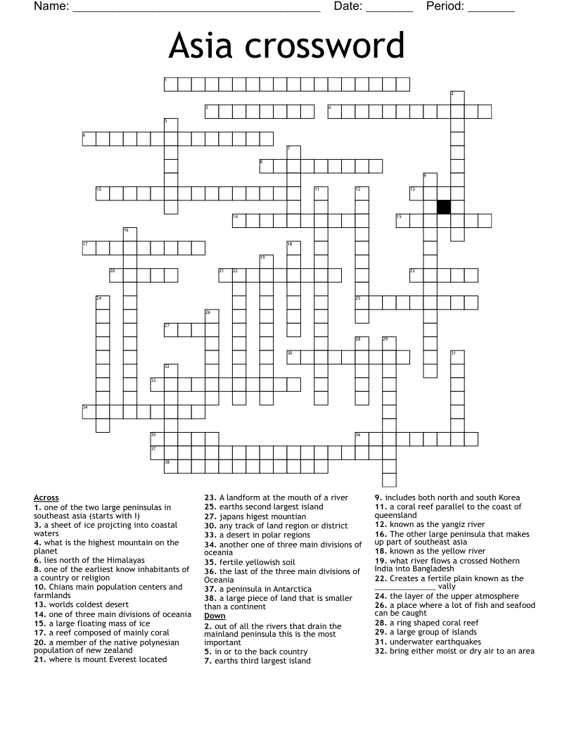 Asia crossword 