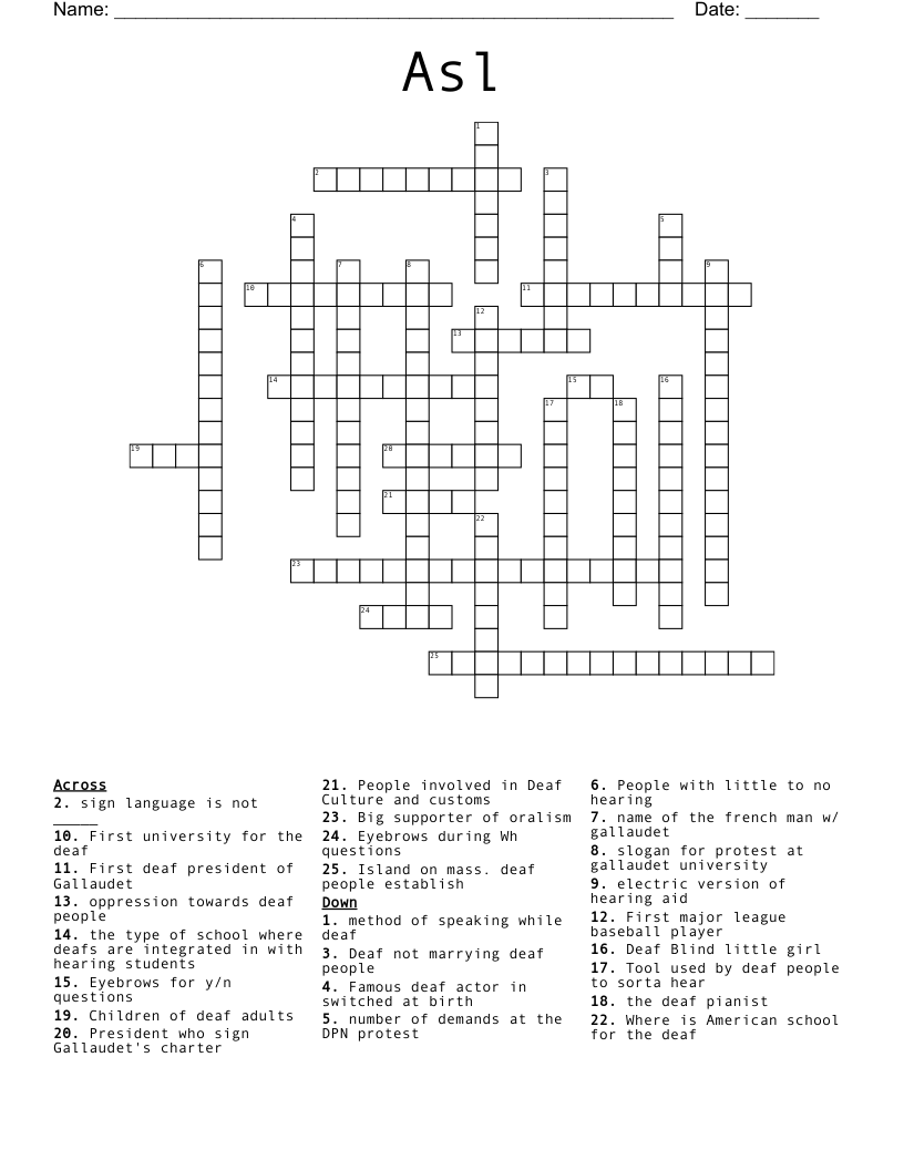 Asl  Crossword