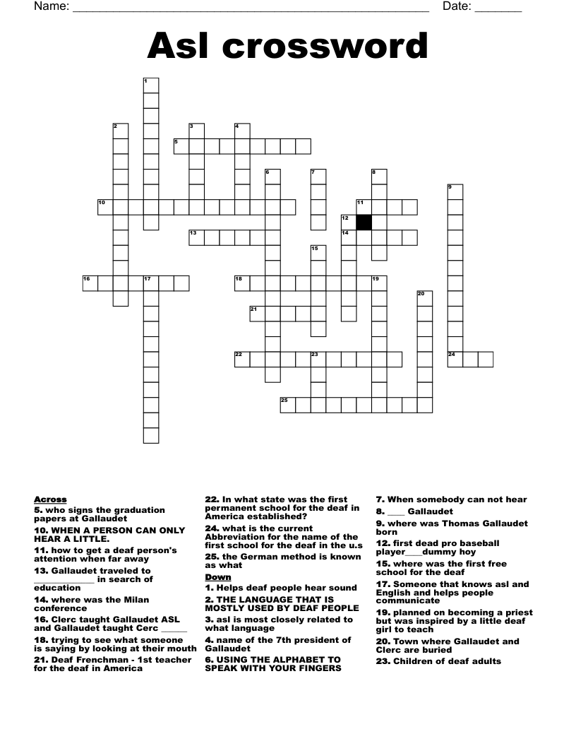 Asl crossword