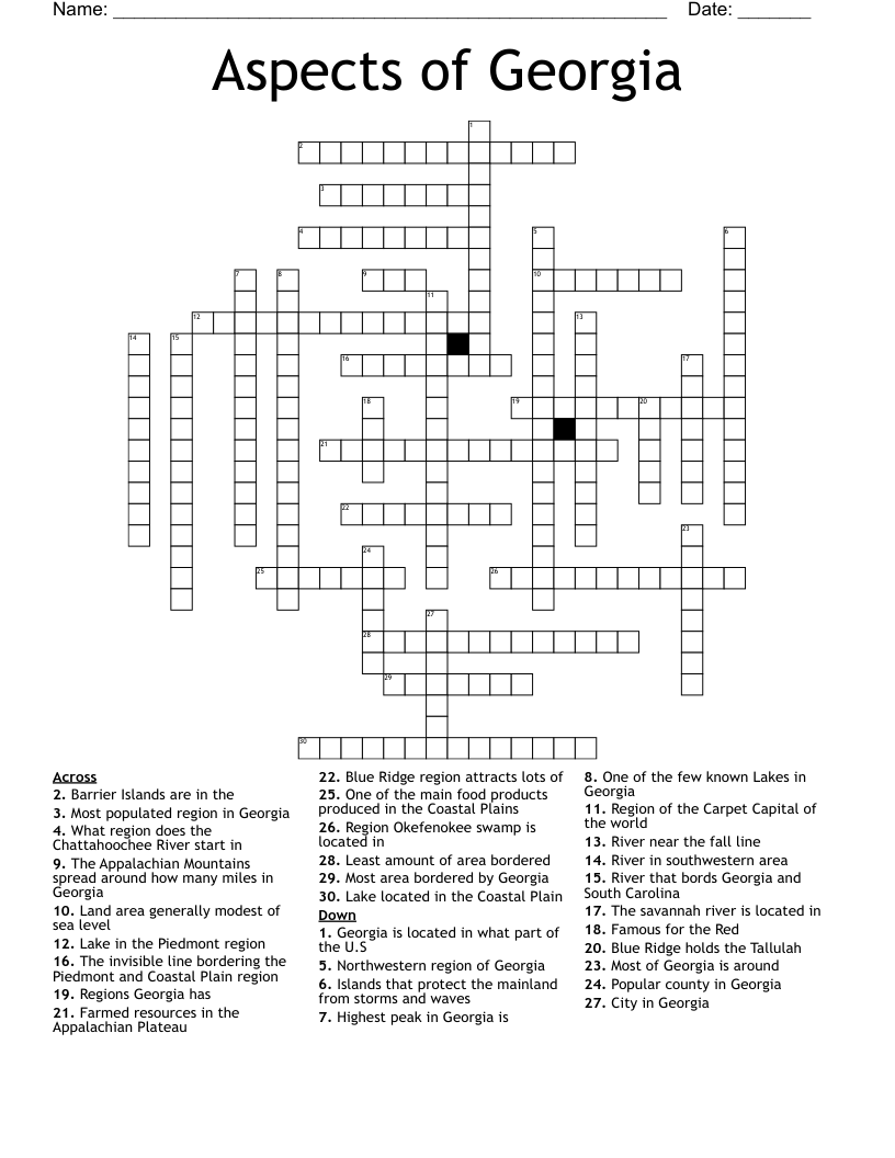 Aspects of Georgia Crossword
