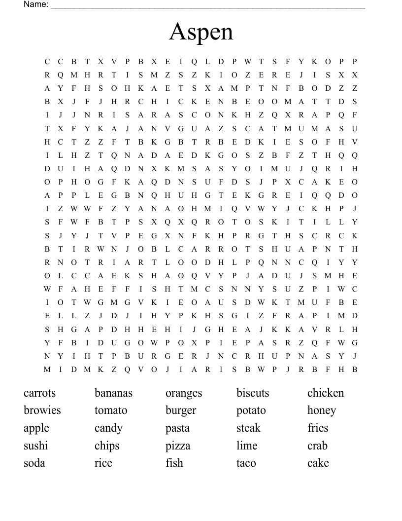 Aspen Word Search