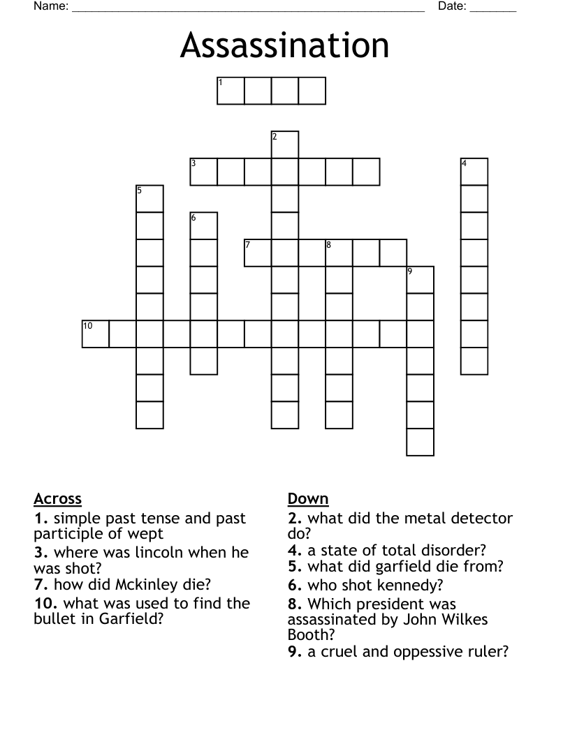 Assassination Crossword