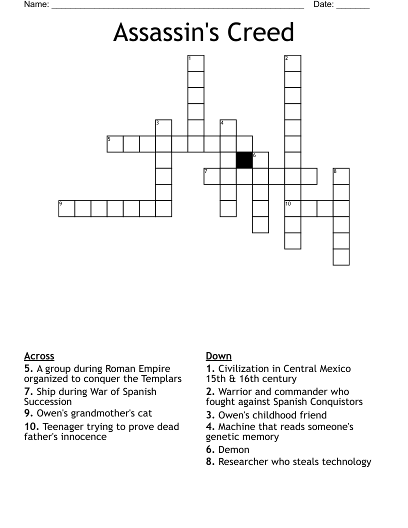 Assassin's Creed Crossword
