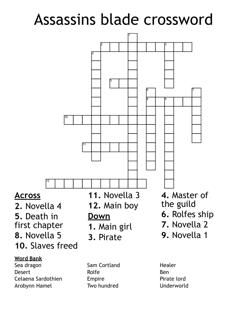 Assassins blade crossword